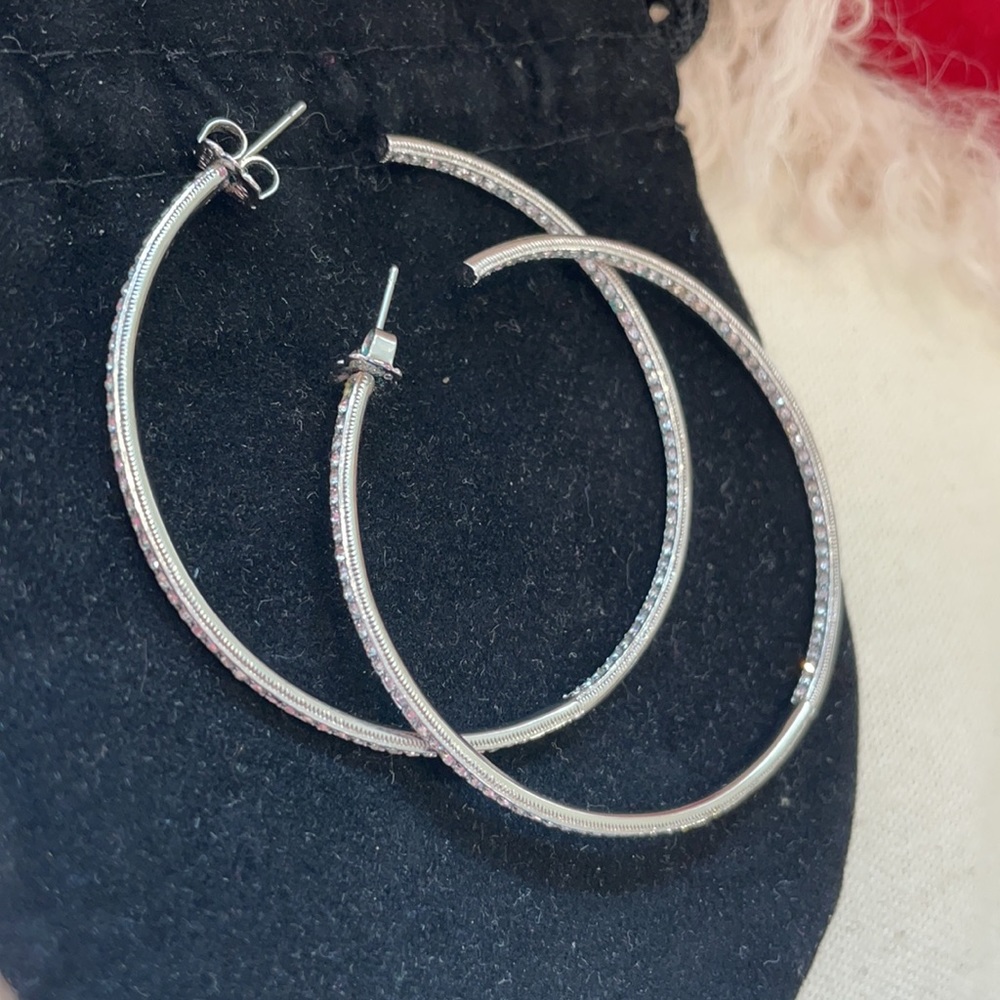 Faux diamond classic white hoop earrings
